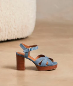 Femme Mellow Yellow Sandales-Sandales denim bleu Laure