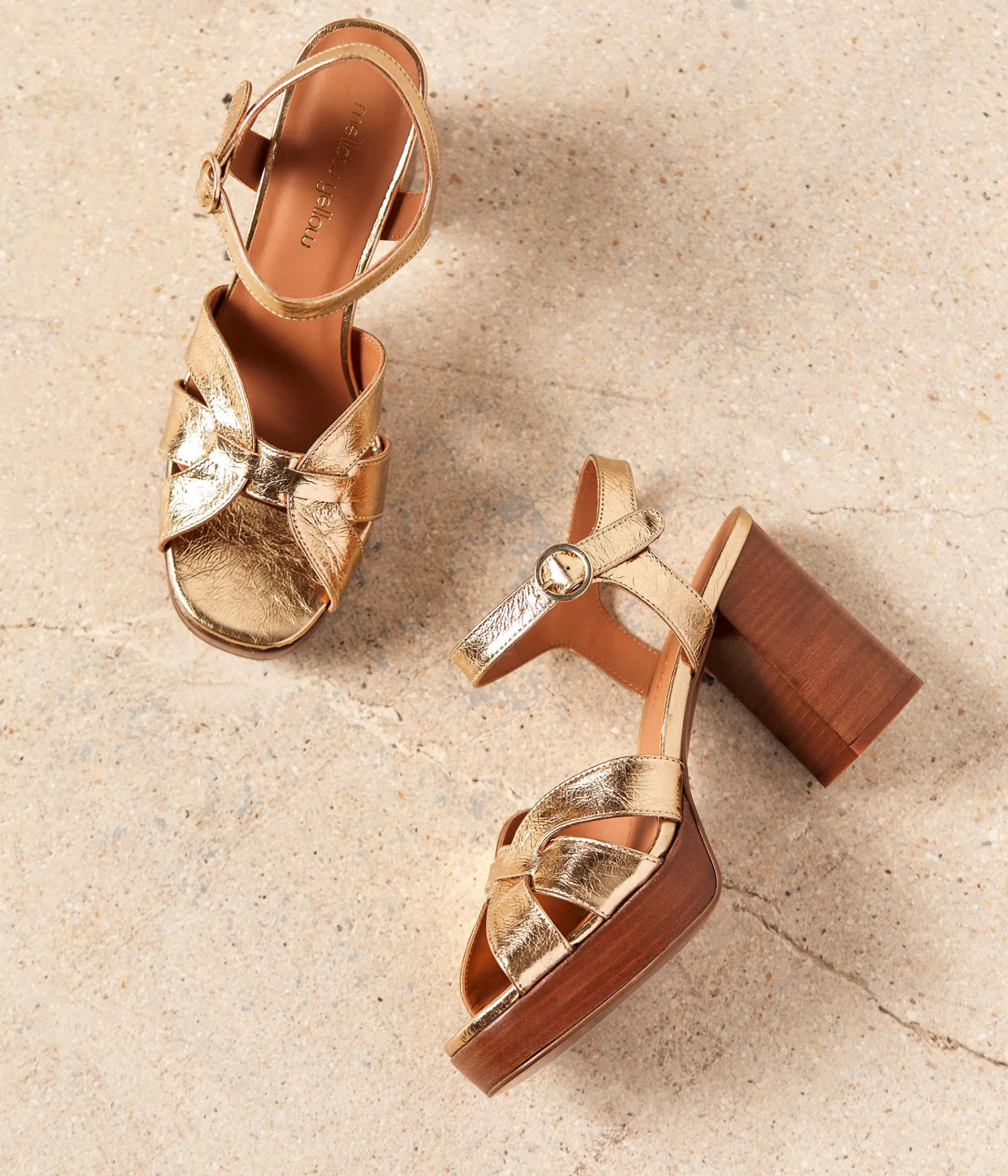 Femme Mellow Yellow Sandales-Sandales dorées Laure