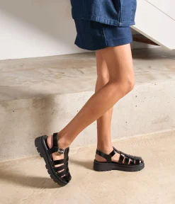 Femme Mellow Yellow Sandales-Sandales noires vernies Moe