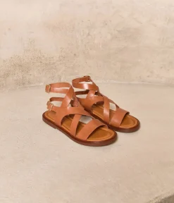 Femme Mellow Yellow Sandales, Mules-Sandales plates cognac Gisla