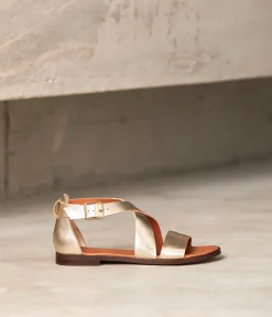 Femme Mellow Yellow Sandales, Mules-Sandales plates dorées Estelle