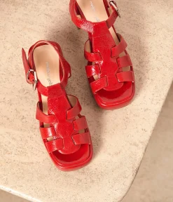 Femme Mellow Yellow Sandales-Sandales rouges vernies Eden