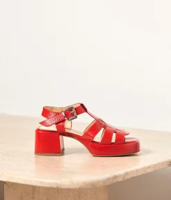 Femme Mellow Yellow Sandales-Sandales rouges vernies Eden