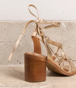 Femme Mellow Yellow Sandales-Sandales talon dorées Leva