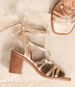 Femme Mellow Yellow Sandales-Sandales talon dorées Leva