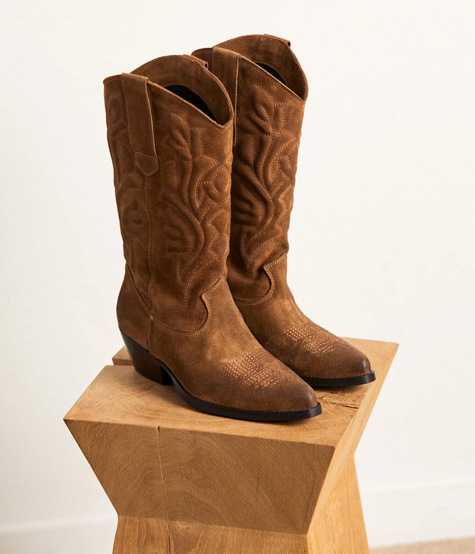 Femme Mellow Yellow Bottes-Santiags cuir velours Zély