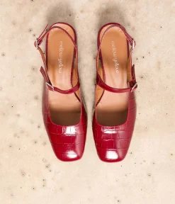 Femme Mellow Yellow Ballerines, Slingbacks-Slingbacks croco Clarissa