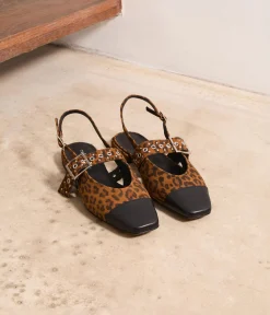 Femme Mellow Yellow Ballerines, Slingbacks-Slingbacks motif léopard Mirabelle