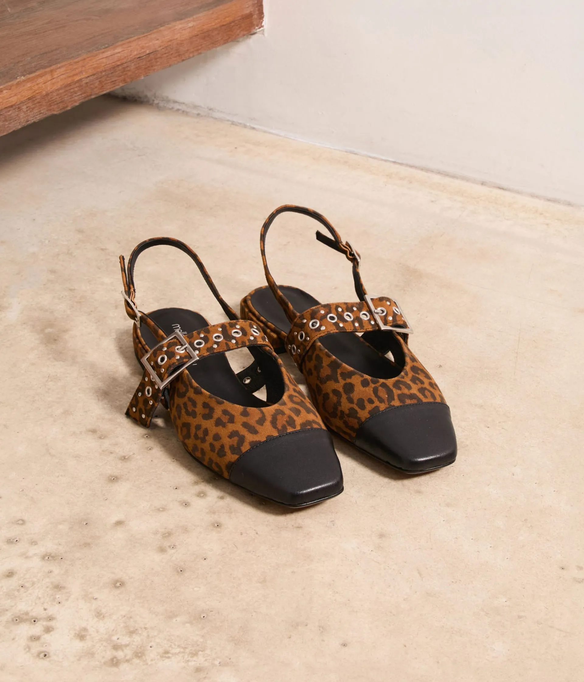 Femme Mellow Yellow Ballerines, Slingbacks-Slingbacks motif léopard Mirabelle