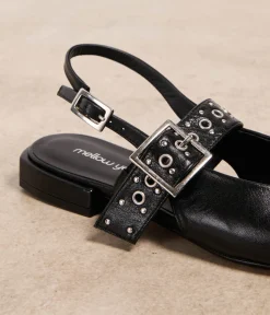 Femme Mellow Yellow Ballerines, Slingbacks-Slingbacks noires Mirabelle
