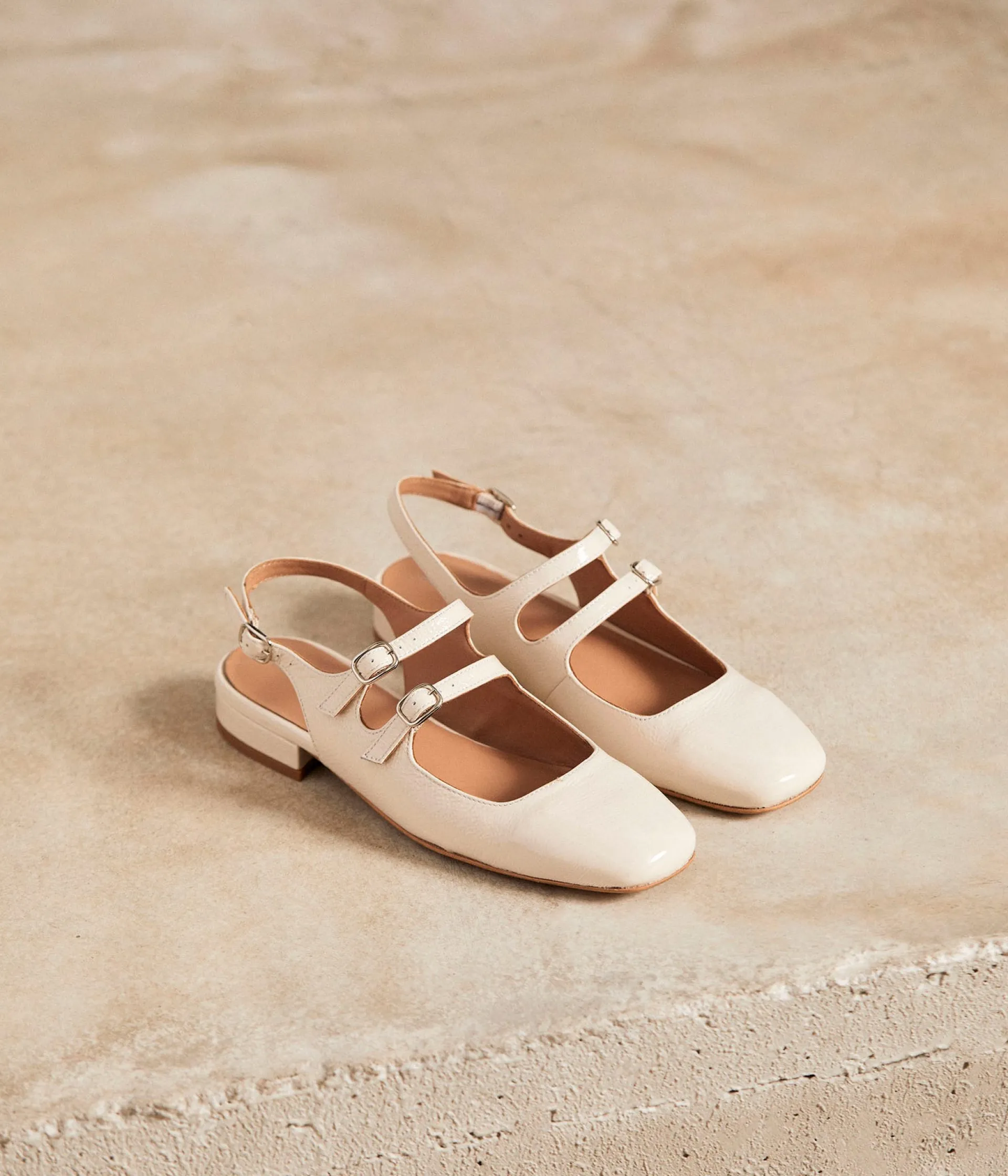 Femme Mellow Yellow Ballerines, Slingbacks-Slingbacks vernies Daisy